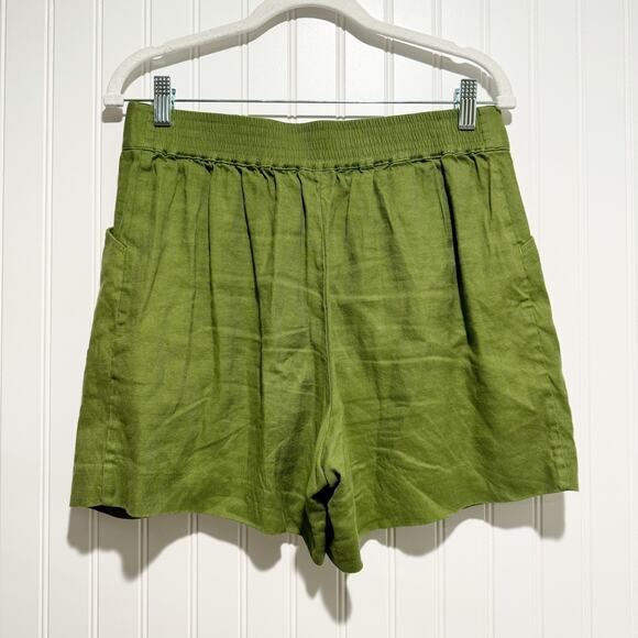 Cabi Traipse Linen Shorts Avocado Green Pull On Size 6 - Picture 6 of 7